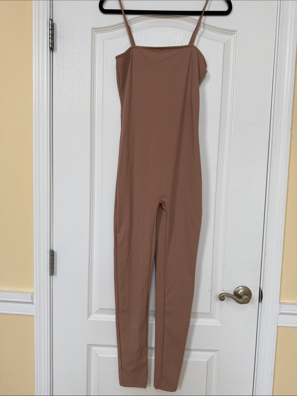 Seamless Spaghetti-Strap Jumpsuit in Taupe